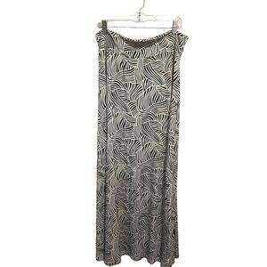 Rachel Pally Womens Black/Ivory Abstract Print Knit Stretch Maxi Skirt Sz lg